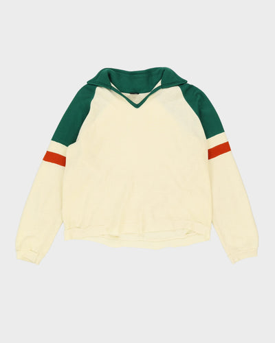 Vintage 70s JC Penney Cream / Green Sweatshirt - XL