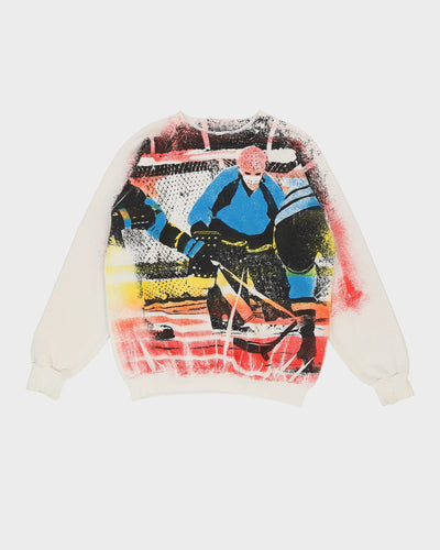 Vintage Early 90s Hockey Goalkeeper All Over Print Sweatshirt  - XL