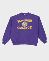 Vintage 90s Vancouver College Purple Made In USA Hanes Sweatshirt - XL