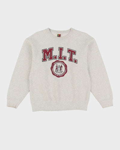 Vintage 90s M.I.T. Grey Graphic Varsity Sweatshirt - M
