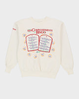 Vintage 90s "Ten Commandments Of Bingo" Graphic White Sweatshirt - L