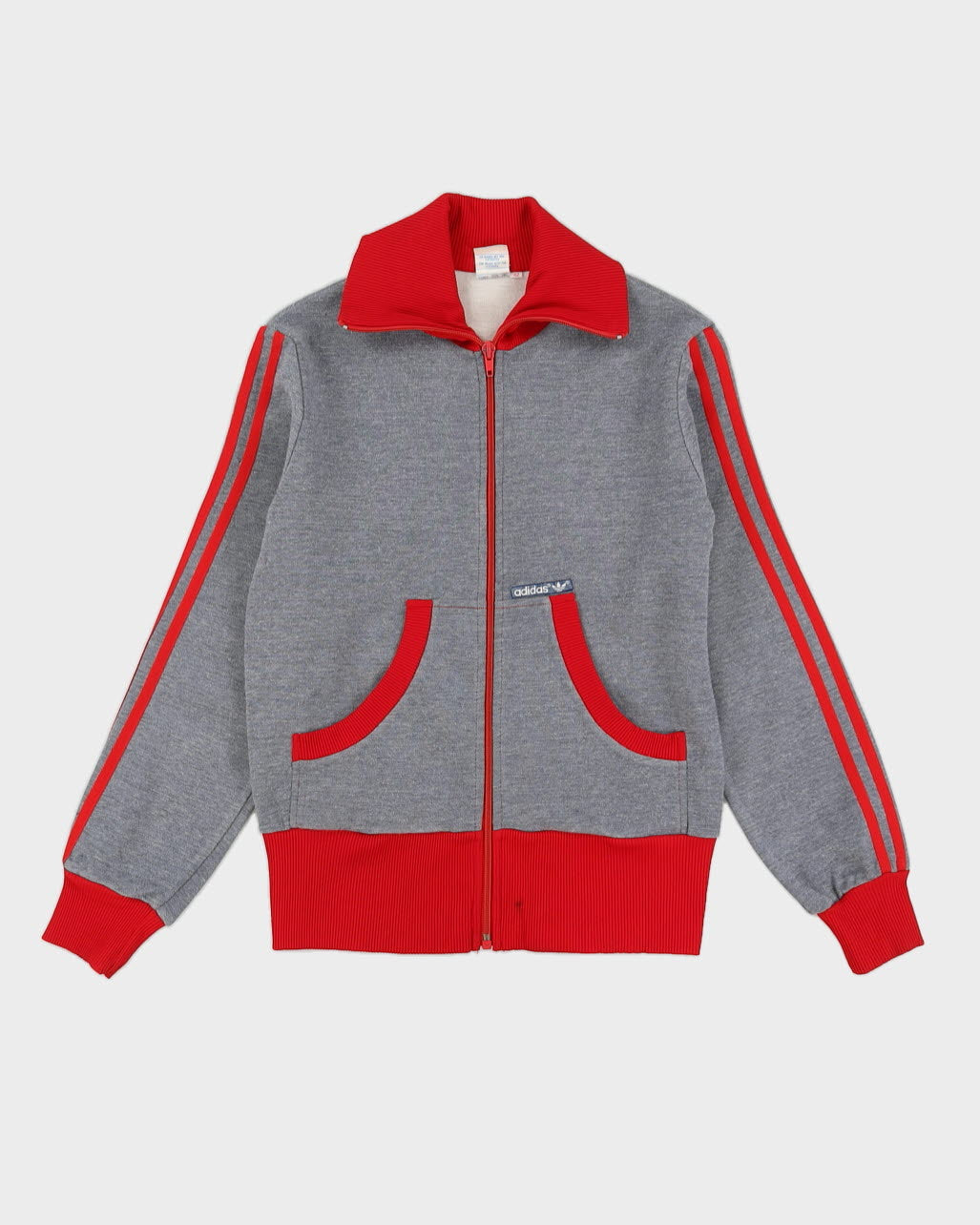 Vintage 70s Adidas Grey / Red Track Jacket - XS