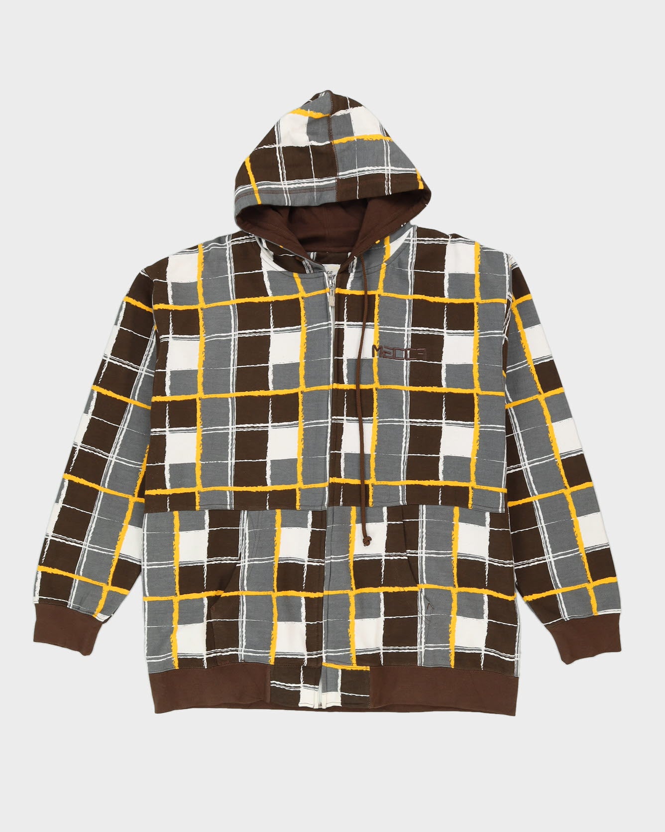 00s Y2K Mecca Brown Oversized Zip-Up Hoodie - M