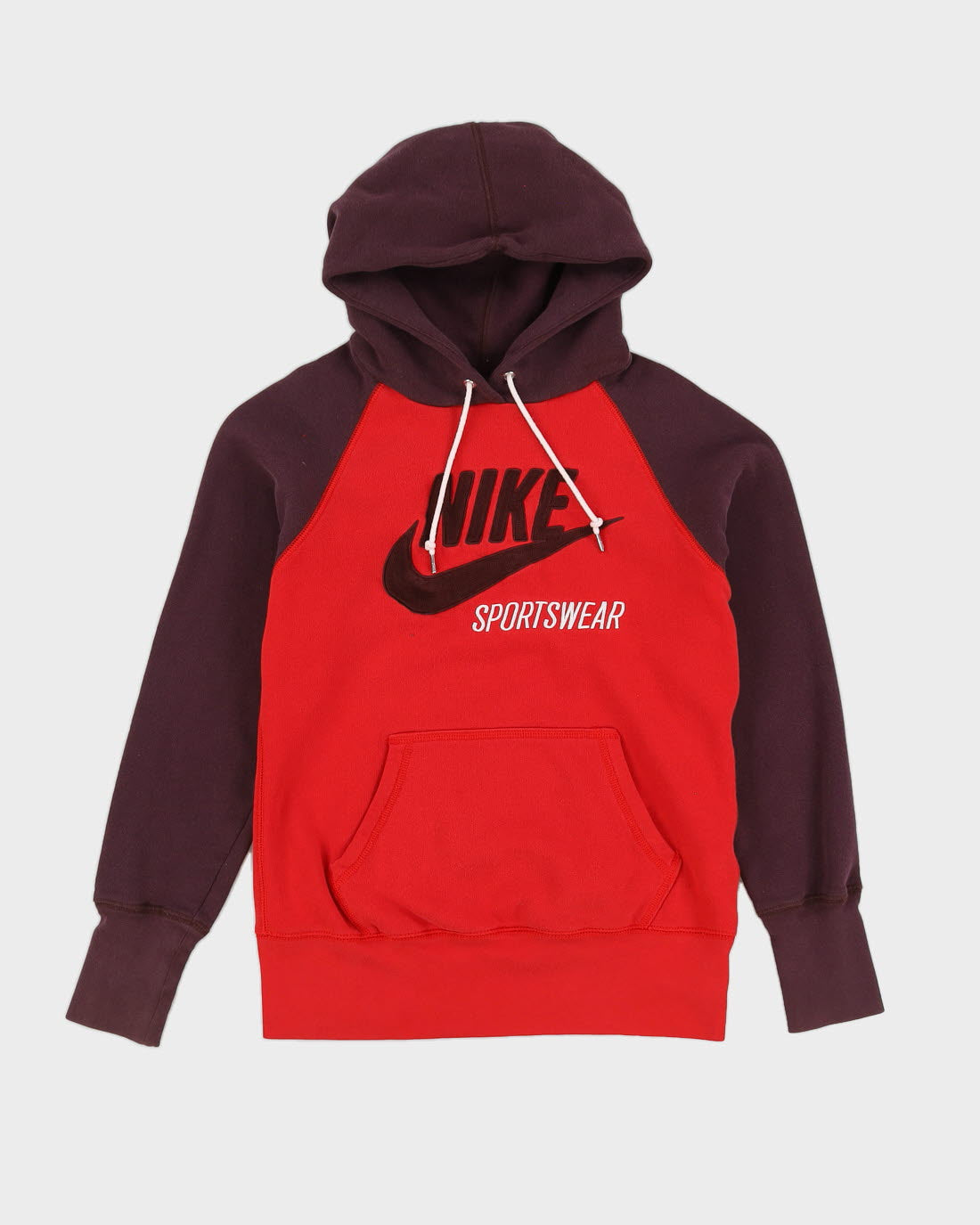 00s Nike Red / Burgundy Hoodie With Embroidered Logo - S