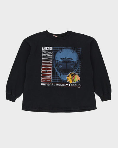 Vintage 90s NHL Chicago Blackhawks Black Sweatshirt With Graphic - M
