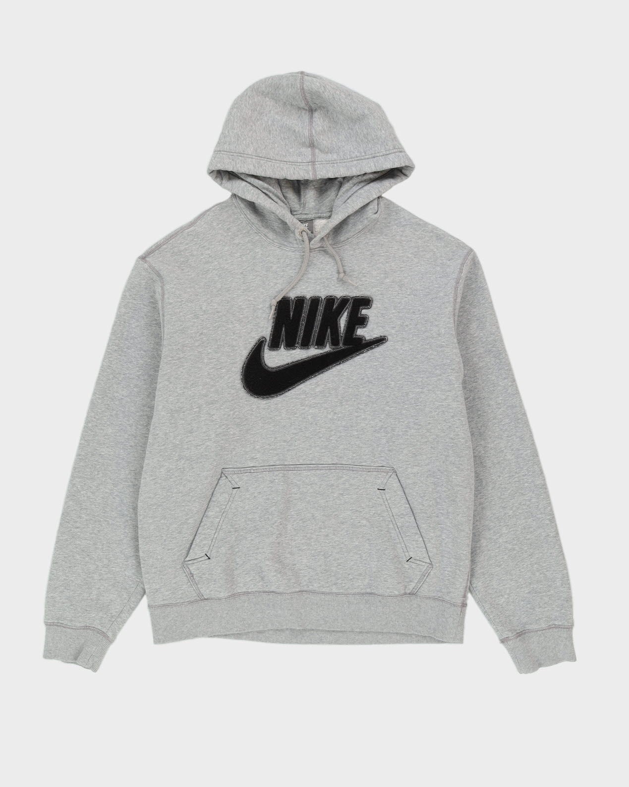 00s Nike Grey Embroidered Hoodie - L
