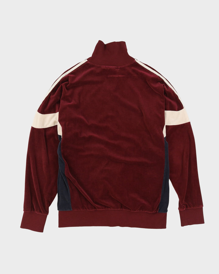 Y2K Adidas Burgundy Velour Track Jacket - L