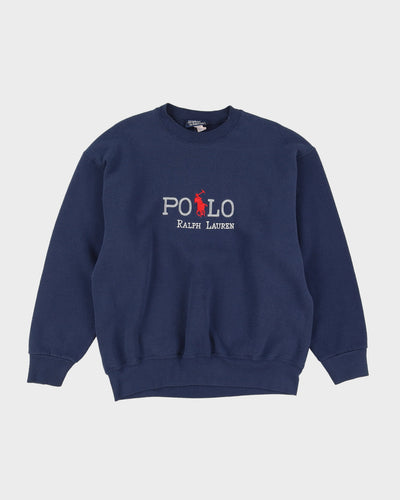 Vintage 90s Polo Ralph Lauren Blue Embroidered Sweatshirt - L