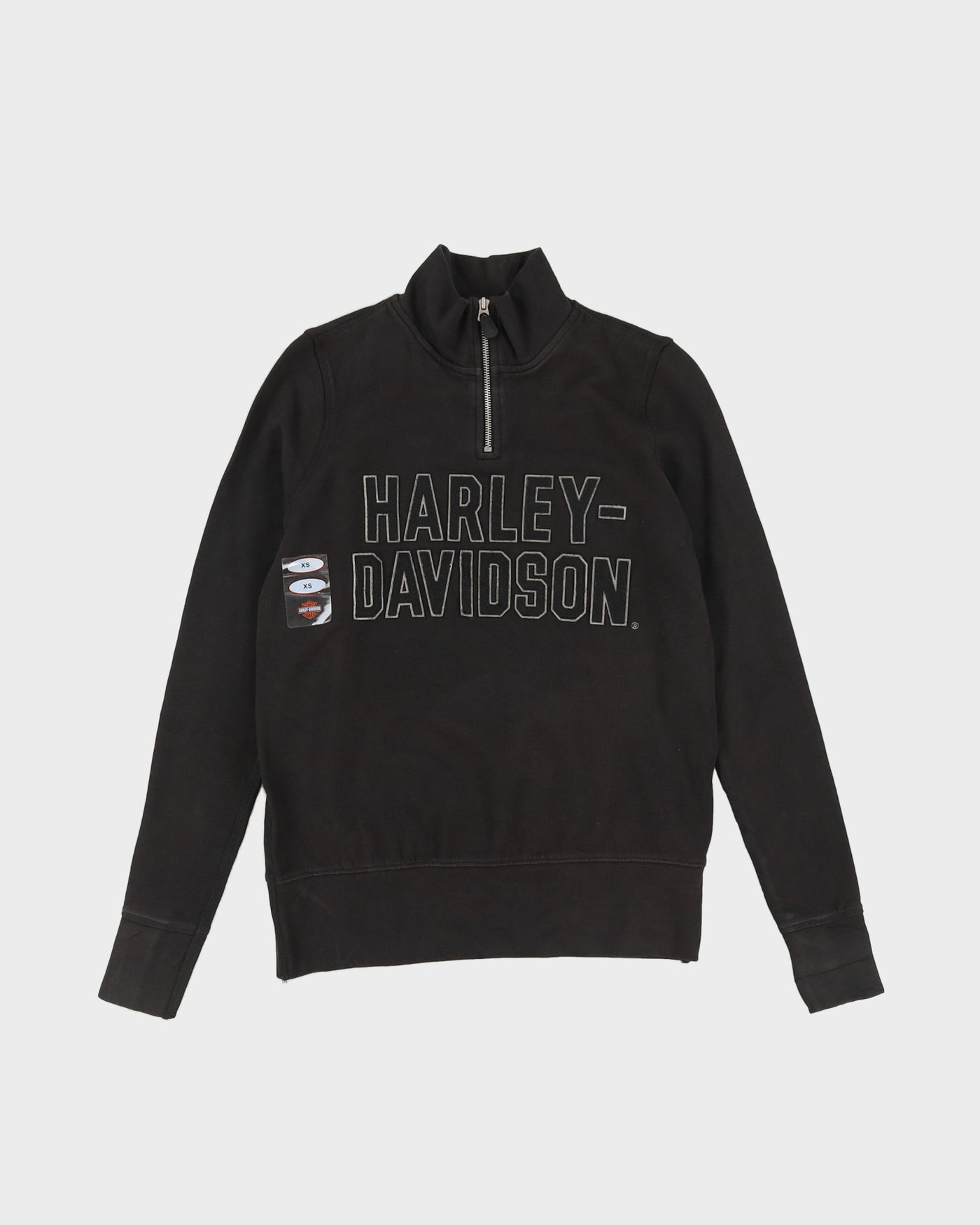 Harley Davidson Black Quarter Zip Sweatshirt Deadstock With Tags XS Rokit