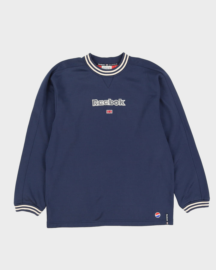 Y2K 00s Reebok Blue Embroidered Sweatshirt - L