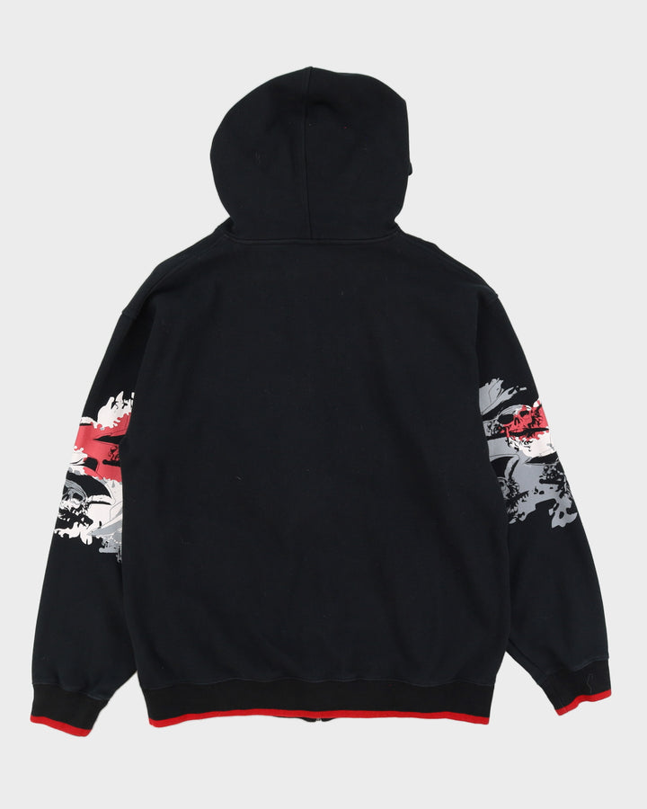 Y2K 00s Avirex Black Graphic Zip Up Hoodie - L