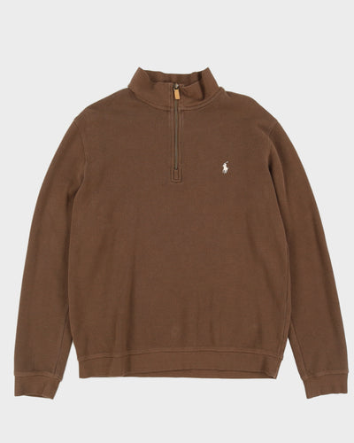 Ralph Lauren Brown Quarter Zip Sweatshirt - XL