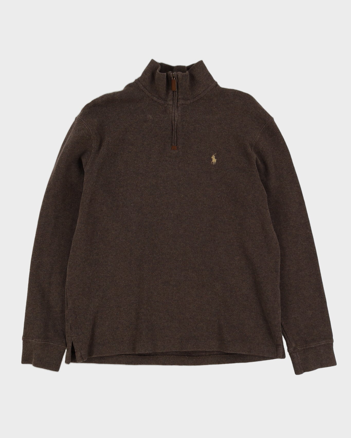 Vintage 90s Ralph Lauren Brown Quarter Zip Sweatshirt - M
