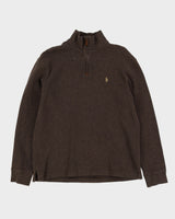 Vintage 90s Ralph Lauren Brown Quarter Zip Sweatshirt - M