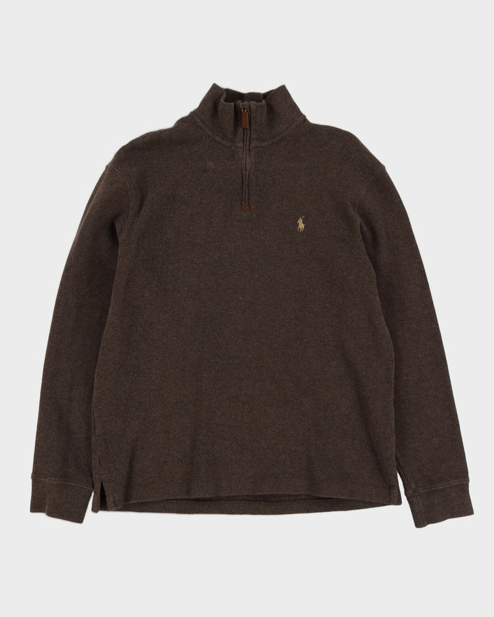 Vintage 90s Ralph Lauren Brown Quarter Zip Sweatshirt - M