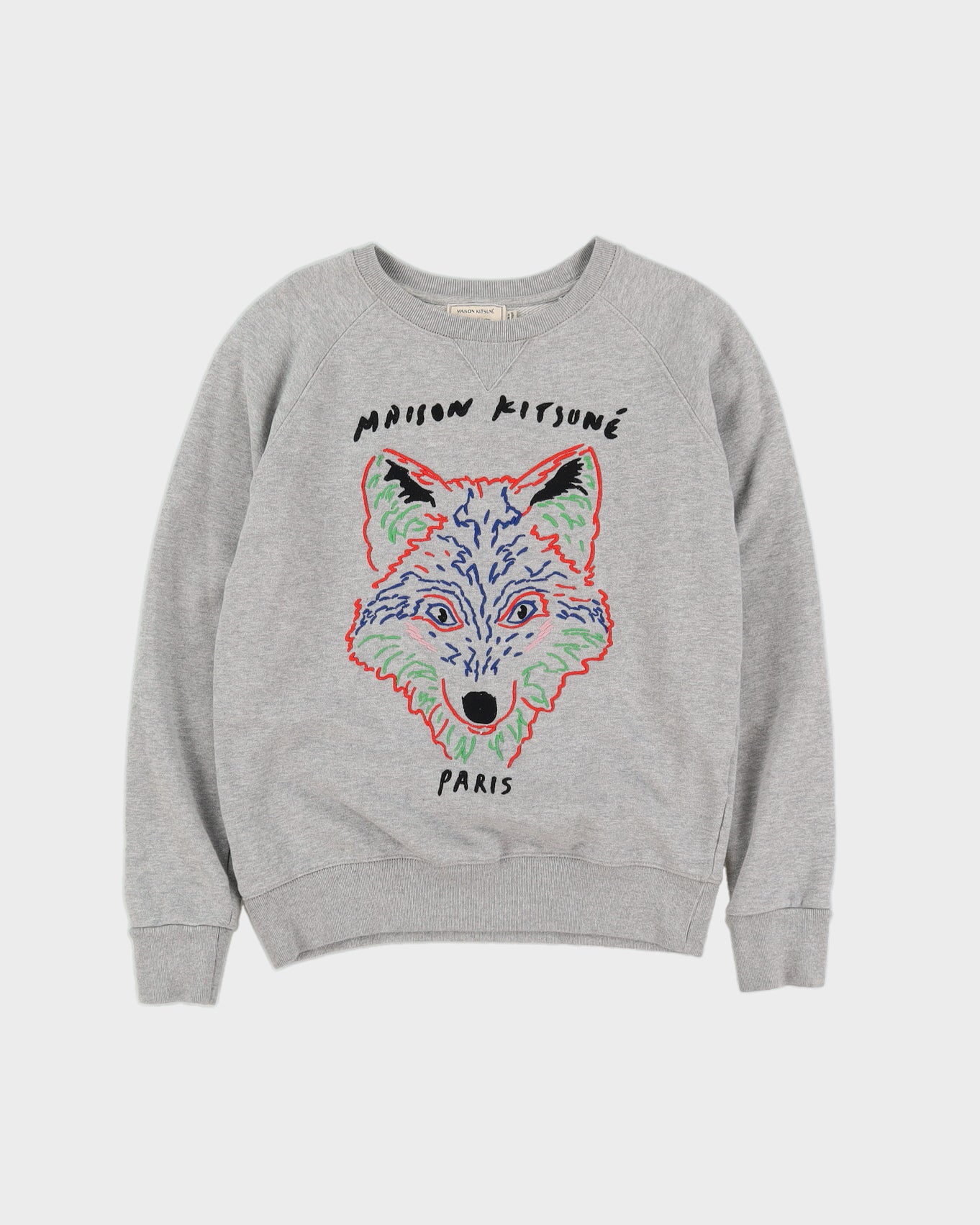 Maison Kitsune Grey Embroidered Sweatshirt - XS