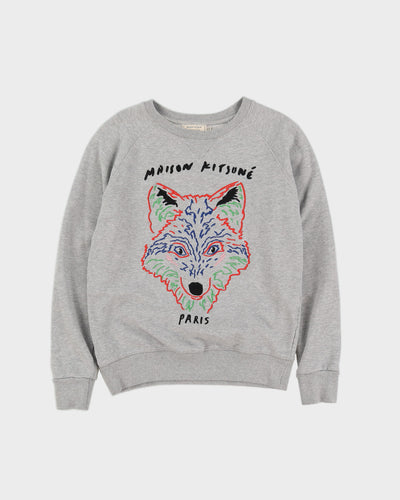 Maison Kitsune Grey Embroidered Sweatshirt - XS
