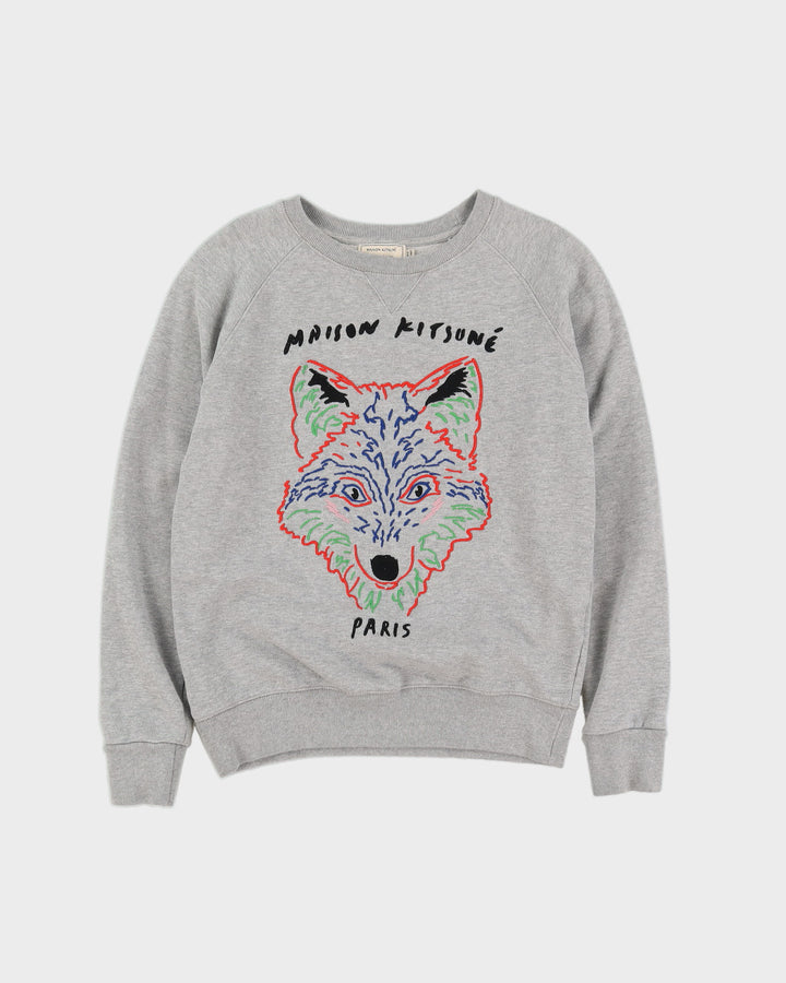 Maison Kitsune Grey Embroidered Sweatshirt - XS
