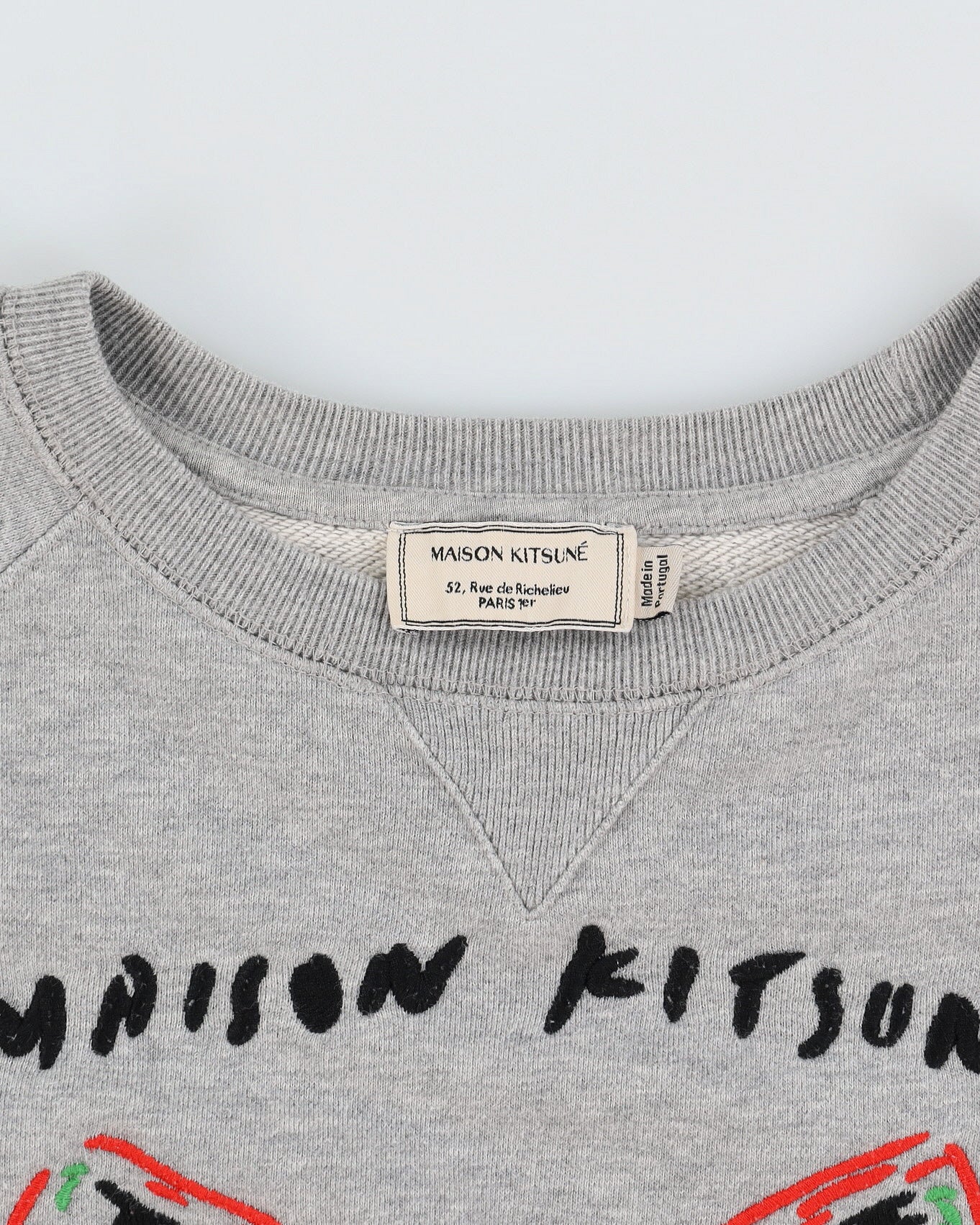 Maison Kitsune Grey Embroidered Sweatshirt - XS