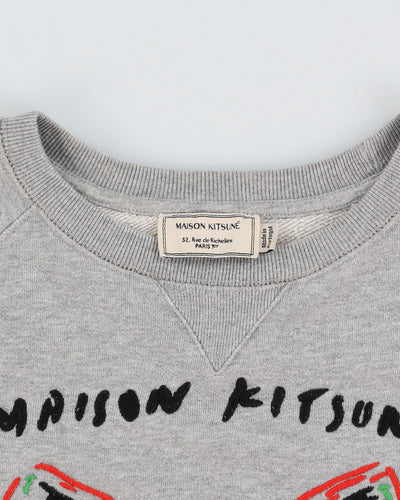 Maison Kitsune Grey Embroidered Sweatshirt - XS