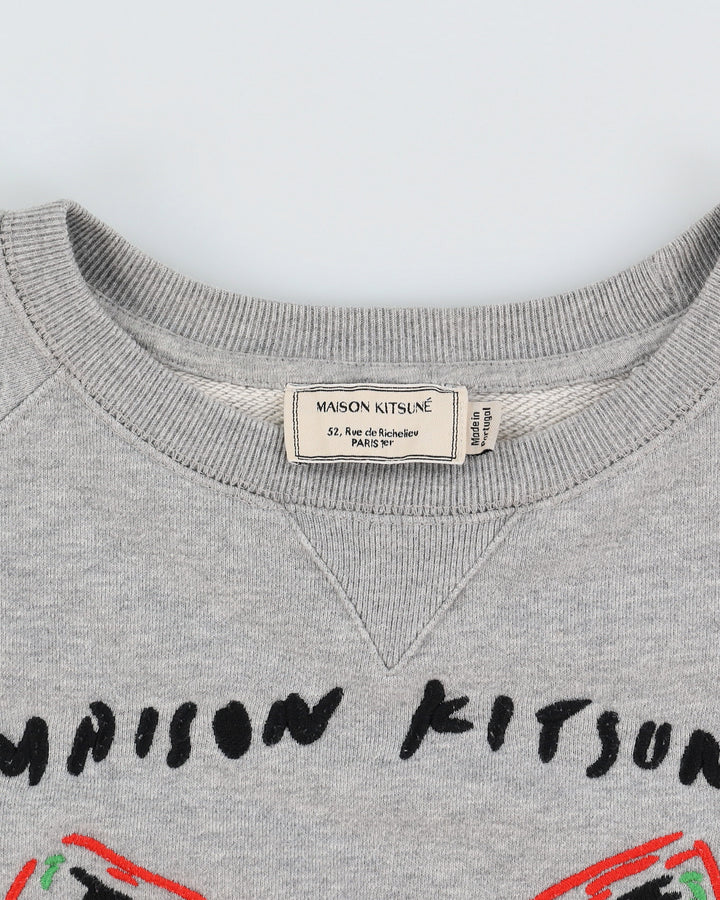 Maison Kitsune Grey Embroidered Sweatshirt - XS