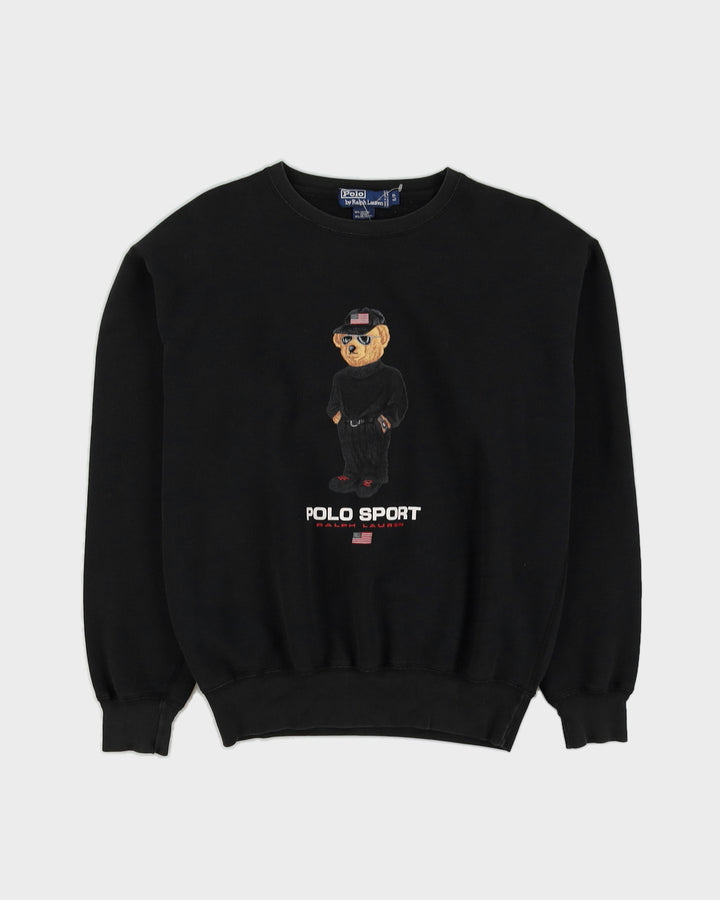 Vintage 90s Ralph Lauren Black Bear Polo Bear Sweatshirt - S