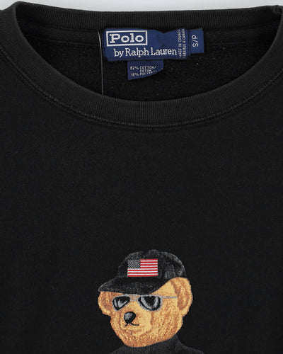 Vintage 90s Ralph Lauren Black Bear Polo Bear Sweatshirt - S