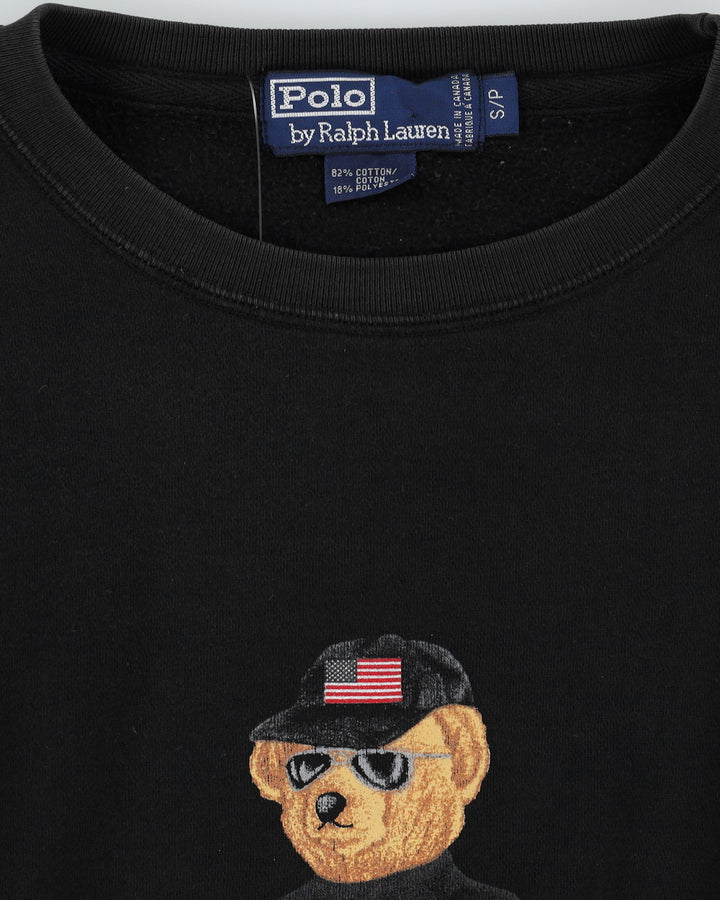 Vintage 90s Ralph Lauren Black Bear Polo Bear Sweatshirt - S
