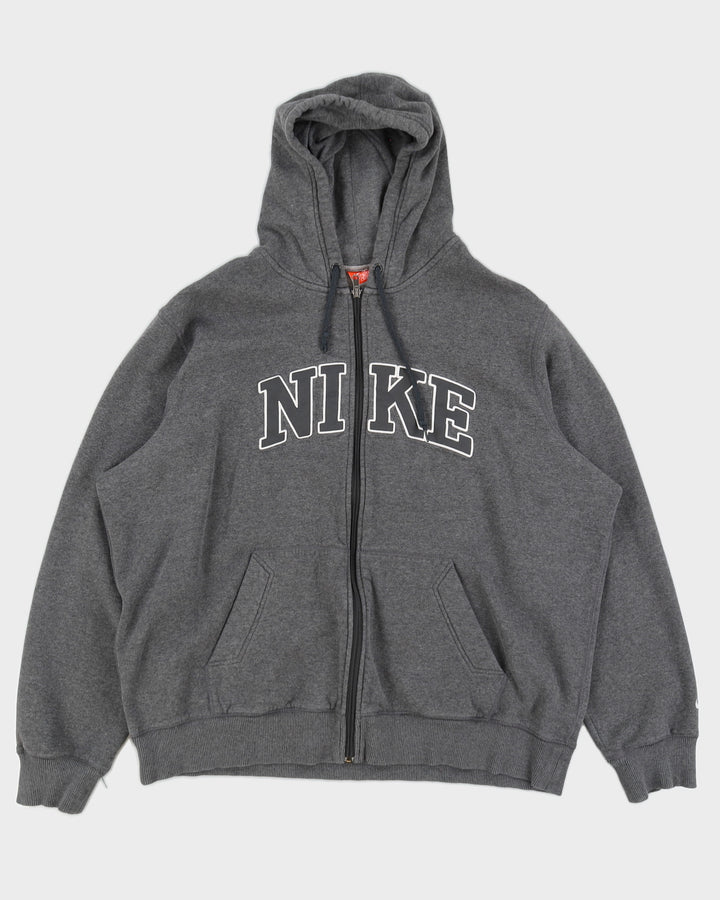 00s Y2K Nike Embroidered Logo Grey Zip Up Hoodie XXL