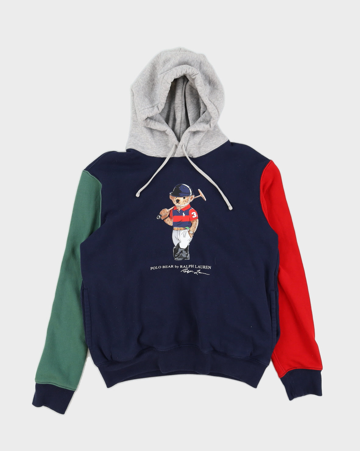 Polo Ralph Lauren Teddy Bear Blue Multicolour Sleeves Hoodie - M