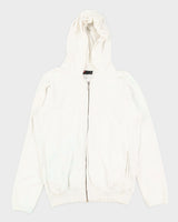 Diesel Embroidered White Zip Up Hoodie - M