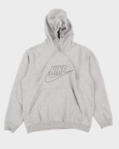 00s Y2K Nike Embroidered Grey Hoodie - L