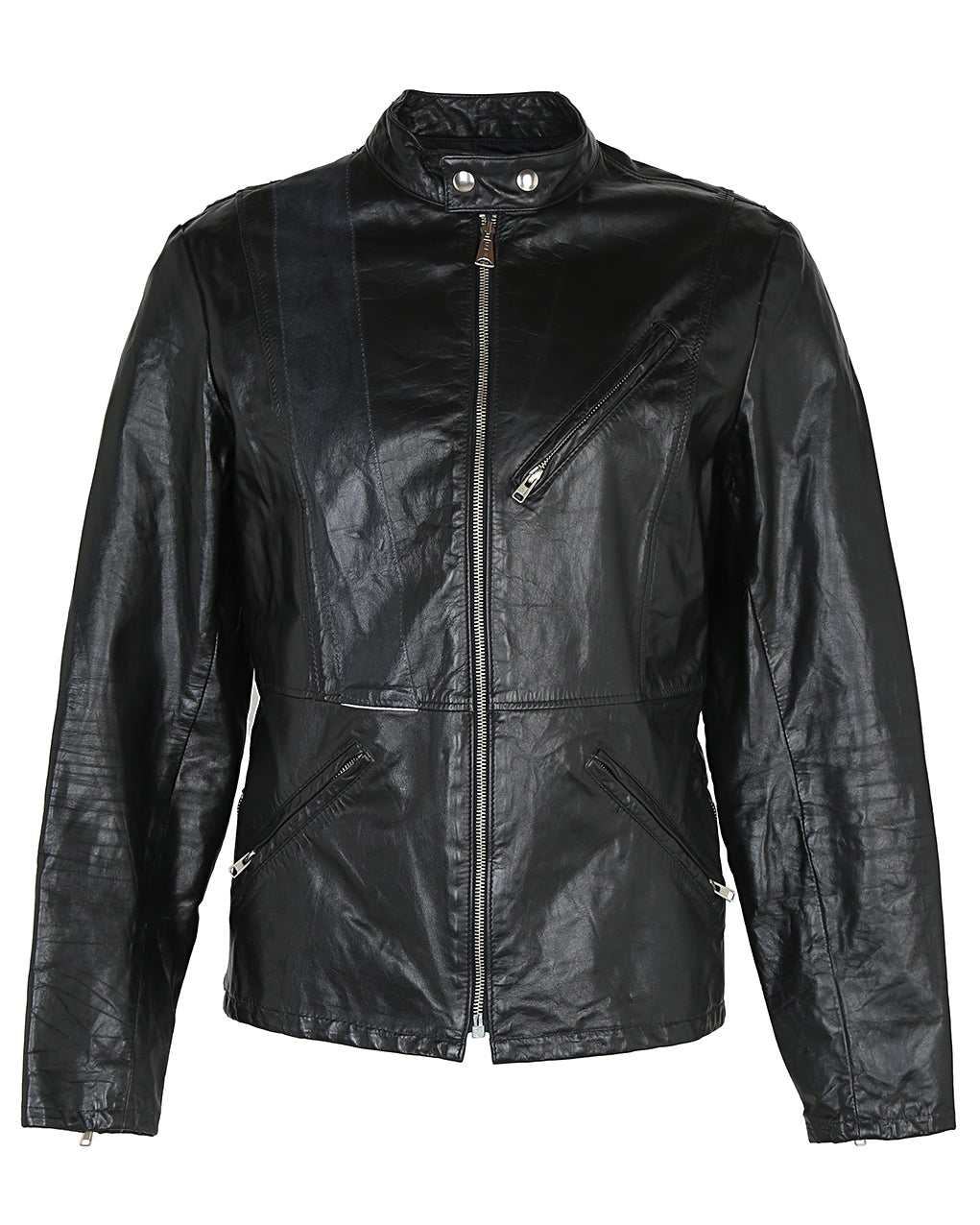 Vintage 80's Black Cafe Racer Style Leather Jacket - S