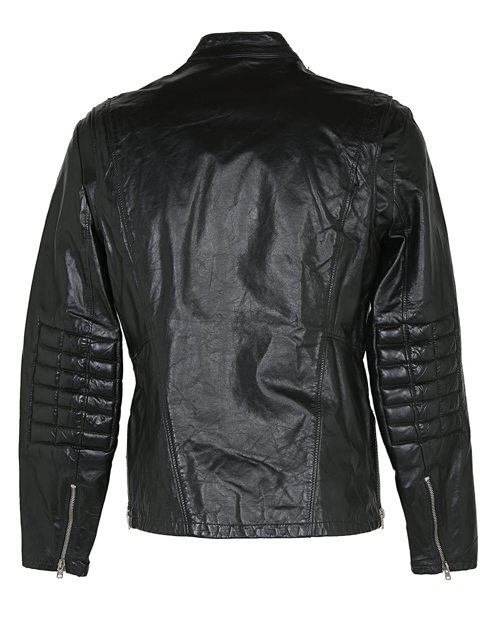 Vintage 80's Black Cafe Racer Style Leather Jacket - S