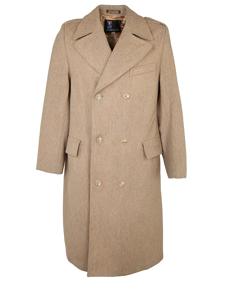 70s Camel Colour Double Breasted Overcoat - S
