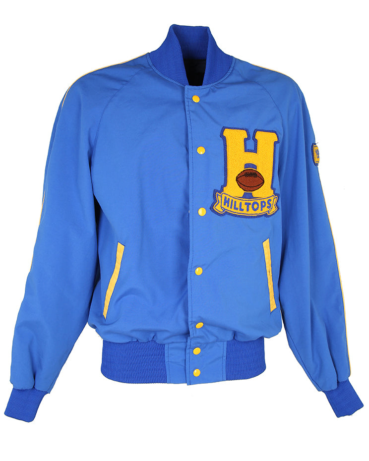 90s Blue Hilltops Waterproof Varsity Letterman Bomber Jacket - XL