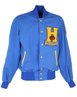 90s Blue Hilltops Waterproof Varsity Letterman Bomber Jacket - XL