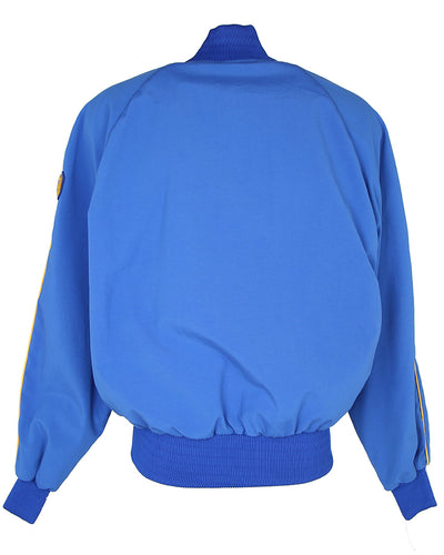 90s Blue Hilltops Waterproof Varsity Letterman Bomber Jacket - XL