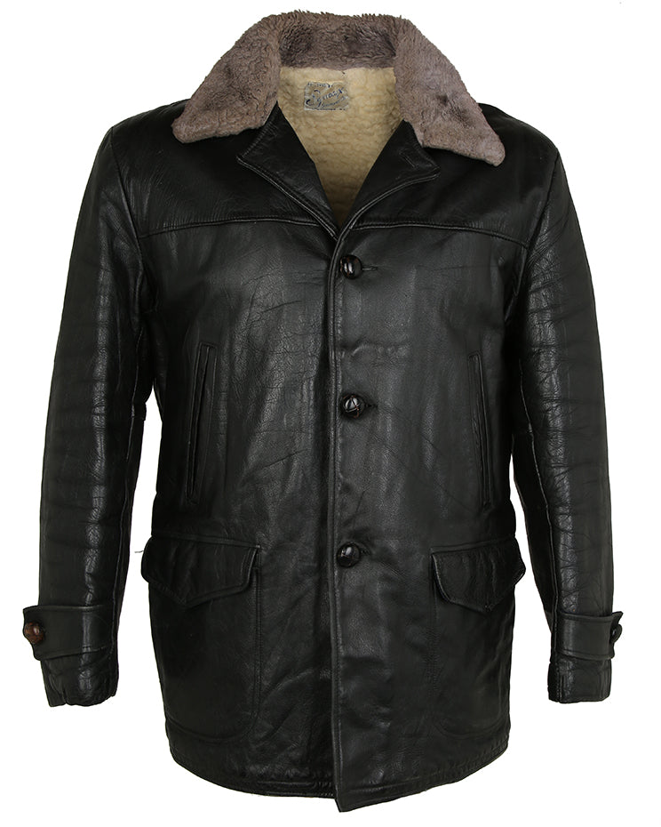Vintage 50s Aviation Transport Style Leather Jacket - L