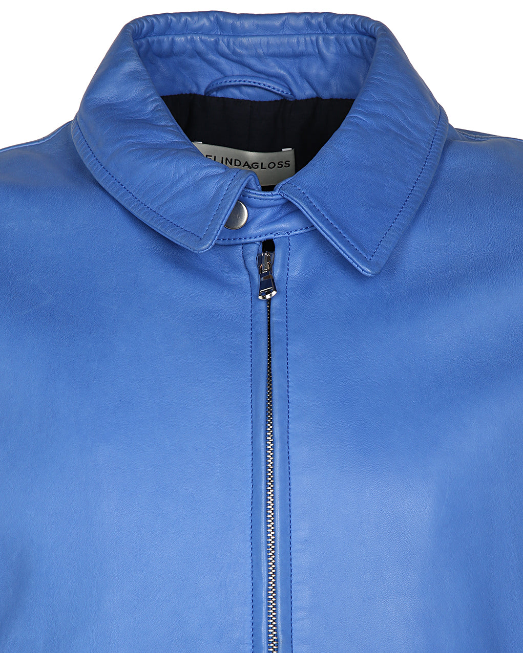 Blue Lambskin Leather Melinda Gloss Jacket - M