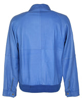Blue Lambskin Leather Melinda Gloss Jacket - M