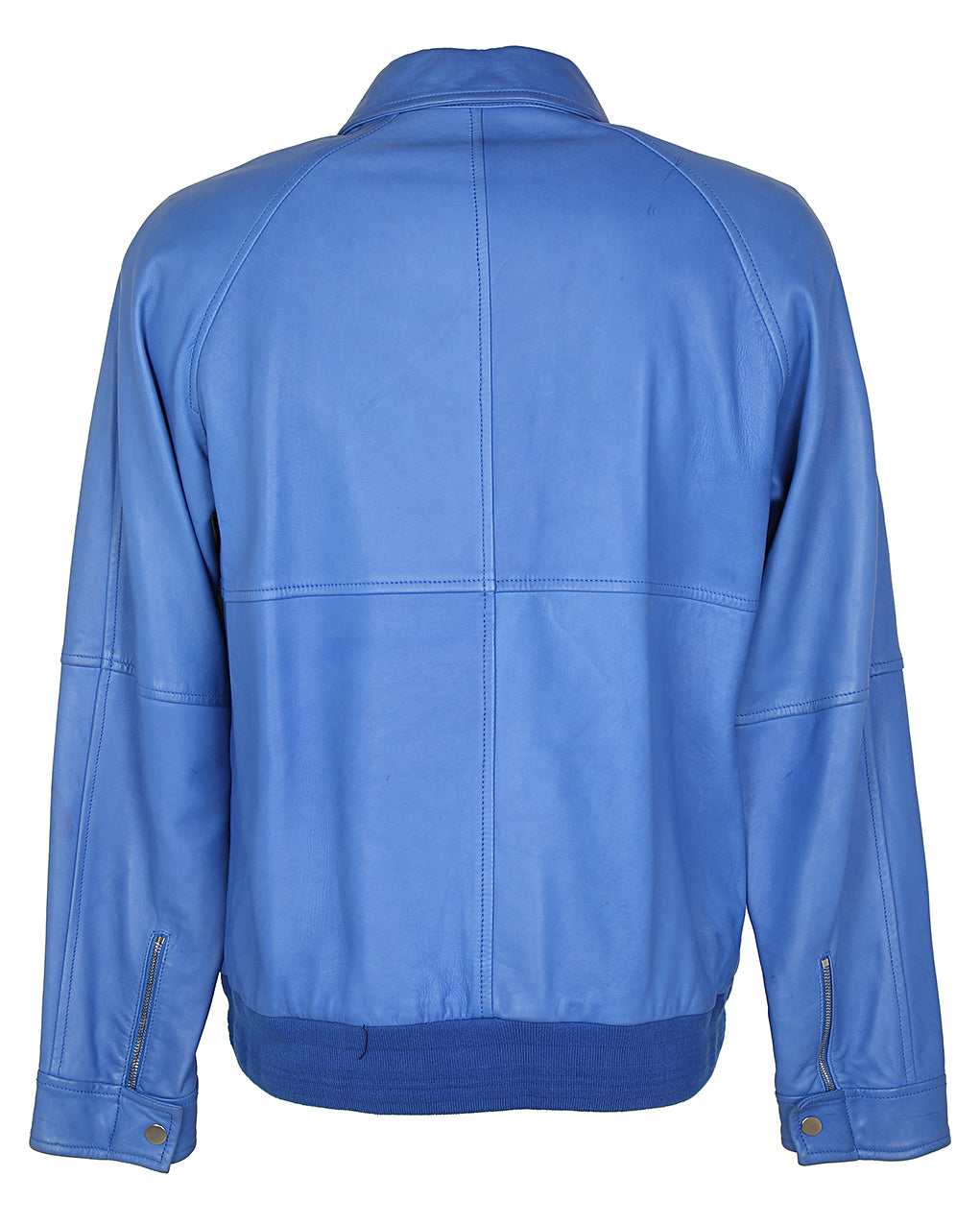 Blue Lambskin Leather Melinda Gloss Jacket - M