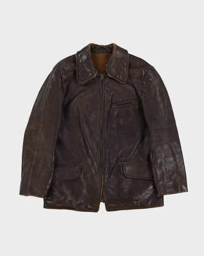 Vintage 1940s Brown Leather Jacket - S