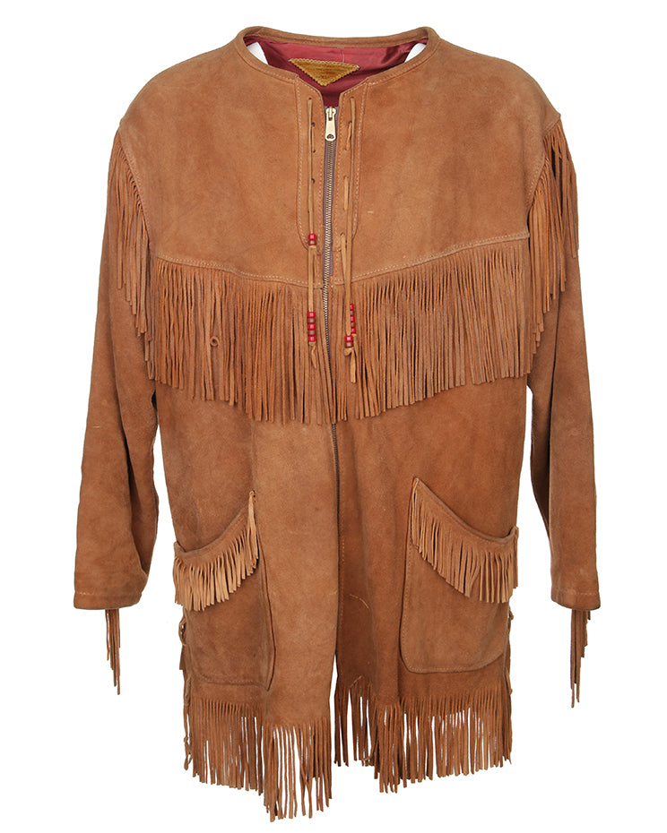 Vintage 70s Buckskin Suede Fringed Western Jacket - XXL