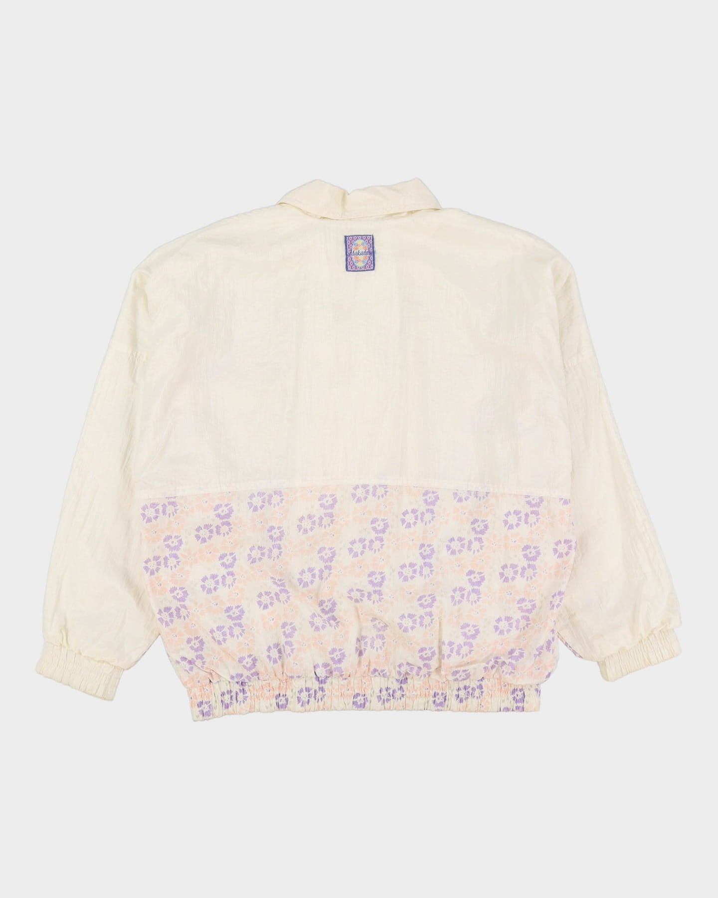 Vintage 90s Floral Print White Shell Windbreaker Jacket - XL