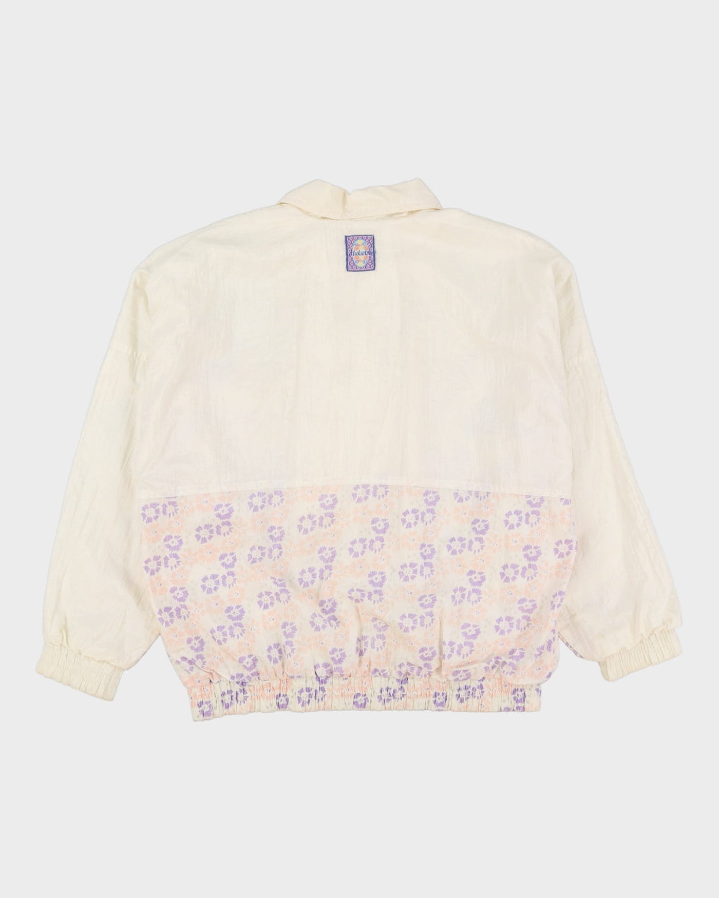 Vintage 90s Floral Print White Shell Windbreaker Jacket - XL
