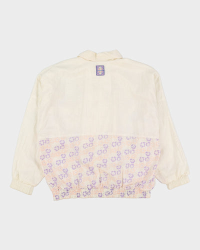 Vintage 90s Floral Print White Shell Windbreaker Jacket - XL
