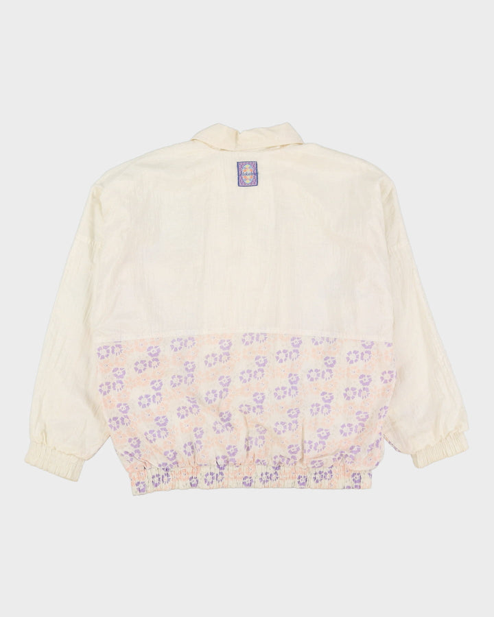 Vintage 90s Floral Print White Shell Windbreaker Jacket - XL