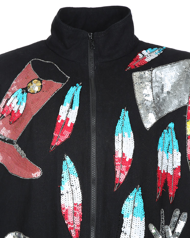 1990's Indian Inspired Sequinned Jacket - XL