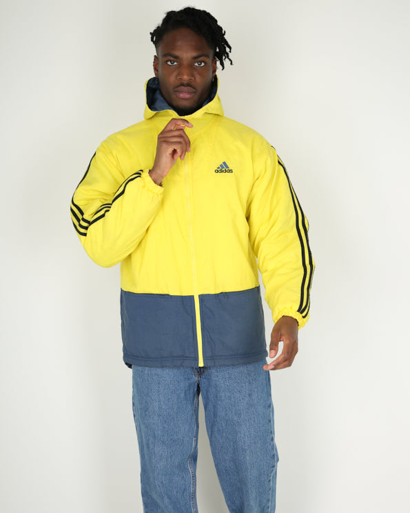 Vintage 90s Adidas panelled quilted jacket - XL